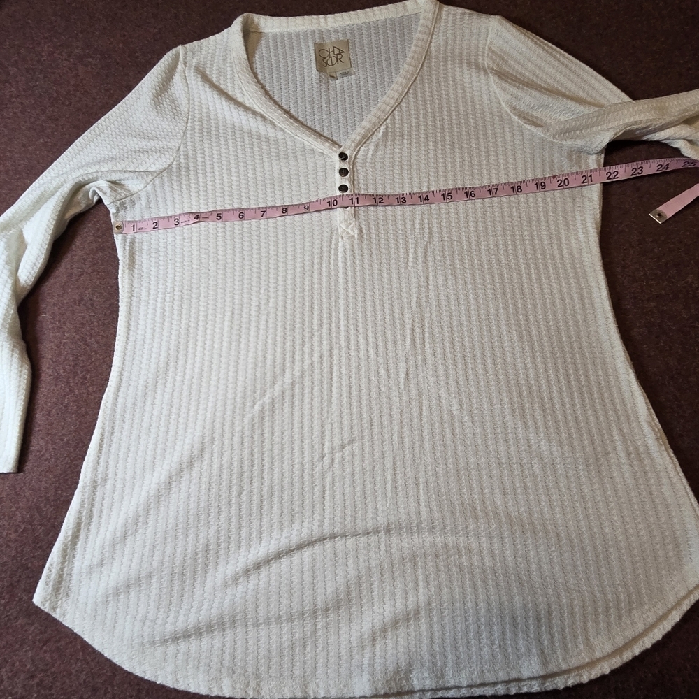 Chaser Ivory Waffle Henley XXL Has Some Armpit Greying - Picture 5 of 9